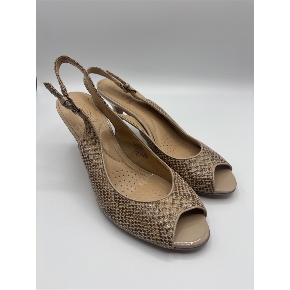Circa Joan David Women's Beige Snakeskin Print Heels Size 7.5M